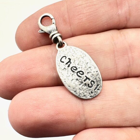 Silpada Womens Charm Sterling Silver Here's to Friends Cheers Wine - Picture 2 of 2